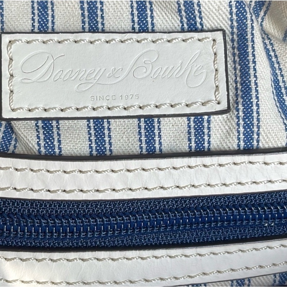 Dooney & Bourke Beacon Smooth Leather Woven Embossed Domed Satchel Bag White - Picture 17 of 17